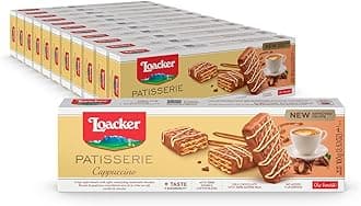 Patisserie Cappuccino - Premium Bite Size Milk Chocolate Covered Crispy Wafer Cookies with Coffee Cream Filling - Pack of 12