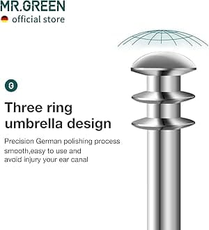 MR.GREEN Ear Wax Removal Ear Cleaner Double End Earwax Remover 360° Cleaning Three Ring Ear Pick Stainless Steel Ear Care Tools (Silvery)