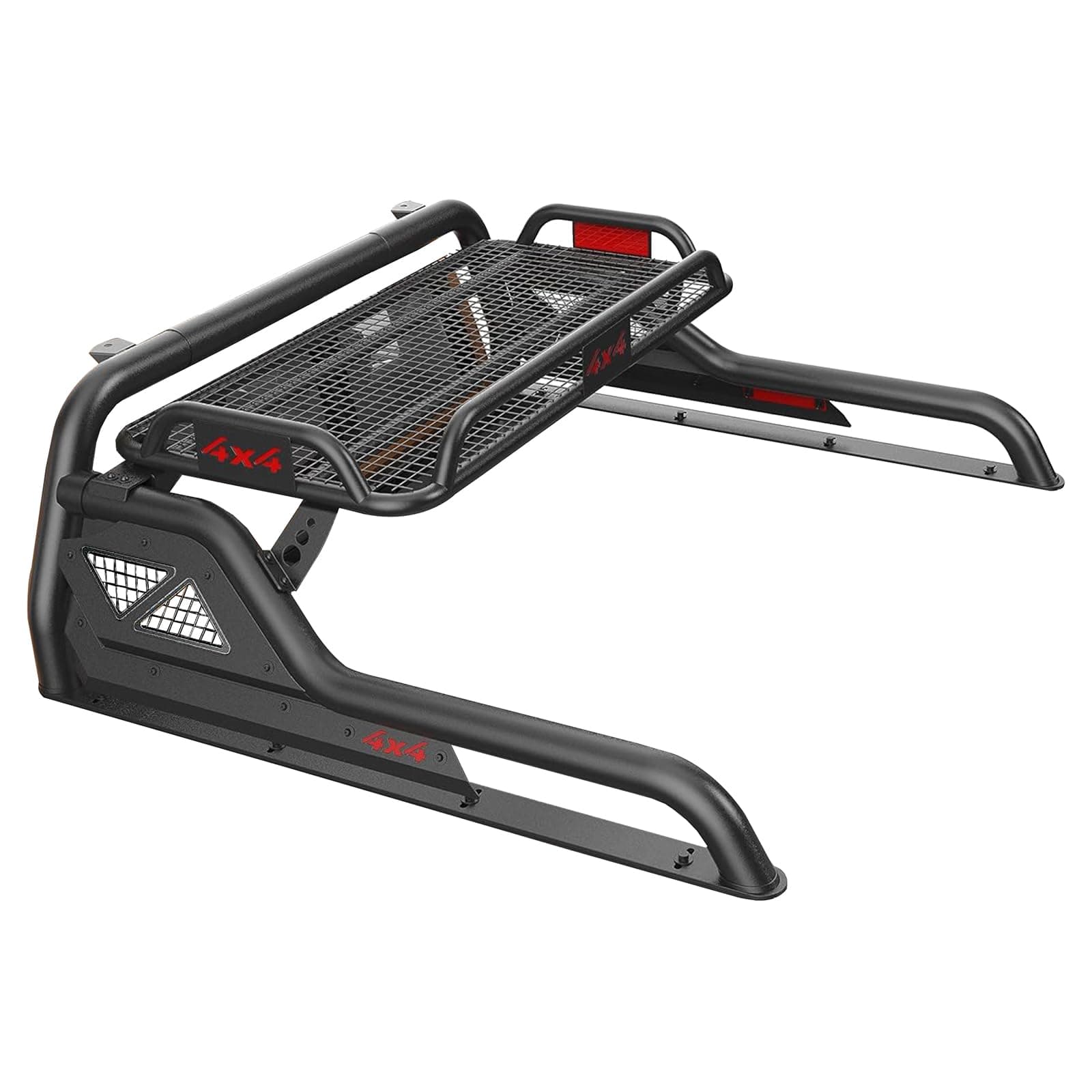 Truck Bed Roll Bars with Cargo Basket and Brake Light;Fit for Dodge Ram 1500;Chevy Silverado;GMC Sierra;Ford F-150;Toyota Tundra;Adjustable Length;Texture Black Powder Coated Finish