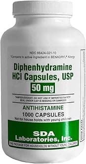 SDA LABORATORIES Diphenhydramine 50mg Allergy Relief, Fast-Acting Indoor & Outdoor Antihistamine Symptom Control, 1000 Count (1 Bottle)