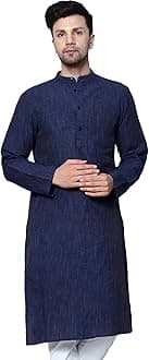 Latest Chikan Men's Cotton Regular Textured Long Kurta Full Sleeves - Casual Ethnic Wear�