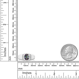 Gem Stone King Oval Ring For Men | Gemstone Birthstone and White Created Sapphire | 925 Sterling Silver | Oval 8X6MM and Round 1.25MM Accents | Sizes 7-13