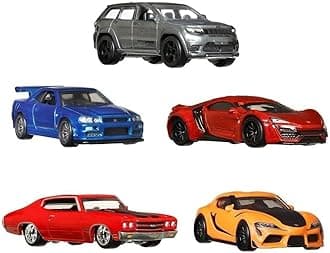 Hot Wheels Premium Cars Fast & Furious Premium Bundle, Gift for Fans & Collectors (HJC15)- Pack of 5