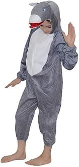 Kaku Fancy Dresses Fleece Donkey Farm Animal Costume For Kids - Grey, 7-8 Years | Animal Fancy Dress For Boys & Girls