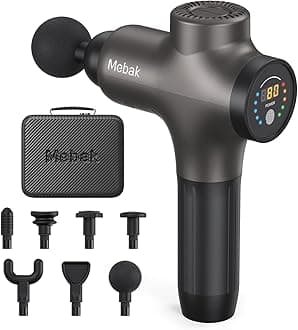 Mebak 3 Massage Gun, Massage Gun Deep Tissue for Athletes, Professional Muscle Percussion Massager, Massager for Shoulder Leg Back Body Pain Relief, Quiet Portable Sport Tool, Gifts for Him