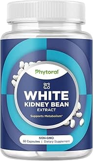 White Kidney Bean Extract Carb Blocker - White Kidney Beans Supplement for Metabolism Boost & Ease Calories from Starchy Food - Carb Control Supplements - 60 Capsules