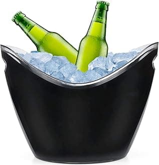 Yesland Ice Bucket, 3.5 L Black Plastic Party Bottle Chiller - 10.5 x 8 x 7-3/4 Inch Ice Beverage/Storage Tub - Perfect for Wine, Champagne or Beer Bottles