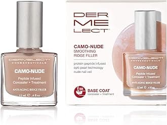 Camo-Nude Concealer + Treatment - Nailcare Base Coat with Keratin Protein Peptides, Biotin, Strengthening, Smoothing & Concealing Treatment for Nail Ridges, Yellowing, Splitting Nails 0.4 oz