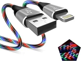 Light up iPhone Charger Cord, LED Lightning Cables 1 Pack | Apple MFi Certified | USB Fast Charging Cord for Apple iPhone 13 12 11 Pro Max XR XS X/8Plus/7Plus/6Plus/5s/iPad More (Multicolored, 6FT)