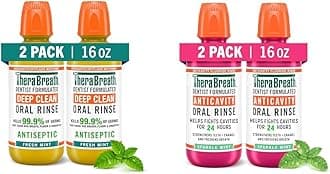 Deep Clean Antigingivitis Alcohol-Free Mouthwash 2-Pack Bundle with Anticavity Fluoride Sparkle Mint Mouthwash 2-Pack