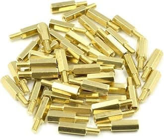 M3 x 12mm + 6mm Male to Female Thread Brass Hexagon Hex Standoff Spacer Pillars - (50 Pcs)