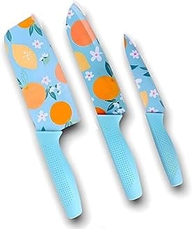 - Carrot Kitchen Knife Stainless Steel 3 Pieces Professional Knife Set with Color Printing and Non-Slip Handle (3 PCS Multi Color)