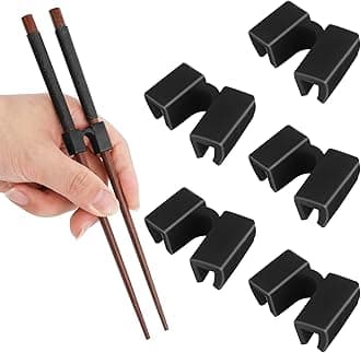 5 Pieces Reusable Chopsticks Helpers Training Chopstick Hinges Connector Practice Chinese Chopstick Helper for Adults, Kids, Beginner, Trainers (Black)