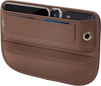 Premium Leather Car Seat Gap Filler Organizer, Universal Fit Accessories for Women/Men Interior, Center Console Organizer with Card Slots for Car, SUV, Truck (Brown, 1 Pack)