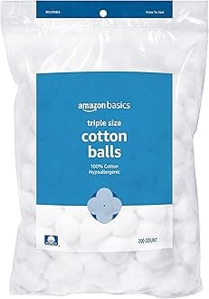 Cotton Balls for Skincare, Makeup Removal, Cotton, Hypoallergenic, 200 Count (Previously Solimo)