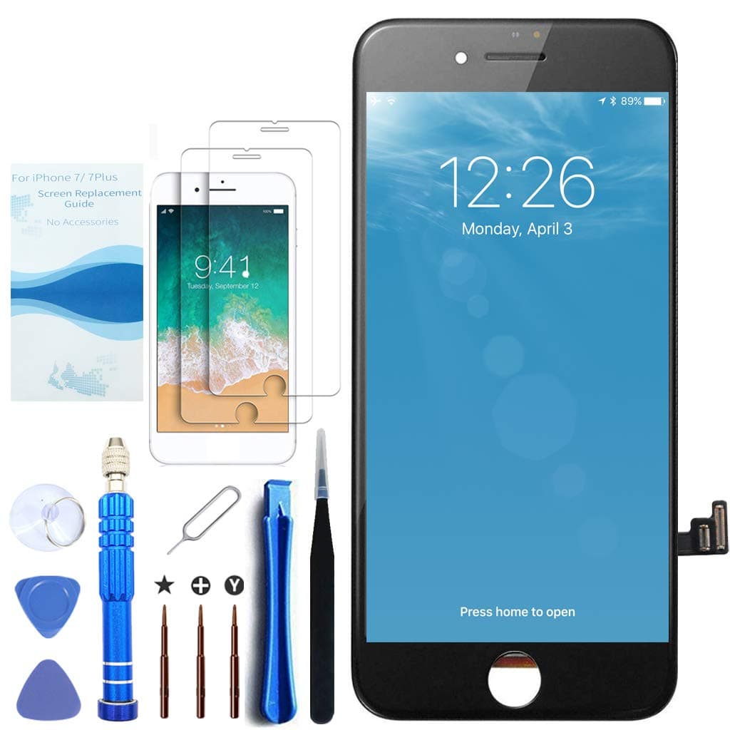 for iPhone 7 Plus Screen Replacement Black 5.5 Inch LCD Display with 3D Touch Screen Digitizer Frame Full Assembly Include Reliable Free Repair Tools Kit+Instruction+Screen Protector (7Plus Black)