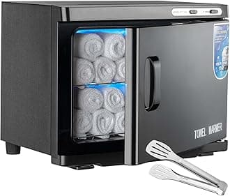 Hot Towel Warmer Cabinet with LED Light - JXSDLIY 23L Large Capacity Towel Cabinet for Bathroom 2-in-1 Professional Hot Towel Warmers for Facials SPA Massage Salon Heats Up Quick Towel Heater (black)