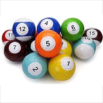 Billiards Soccer Football Snooker Balls Table Games Set - Giant Leather Kick Billiards for Backyard and Rooms -16Pcs Street Game Kit