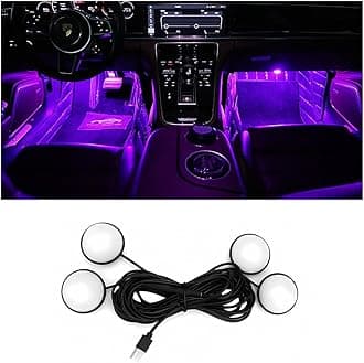 BESULEN Car Interior LED Lights, Automotive Ambient Neon Light Kit with USB Port, Car Accessories, Gifts for Men and Women, 4 in 1 Decoration Lights for Car, Garden, Home, Party（Pink）