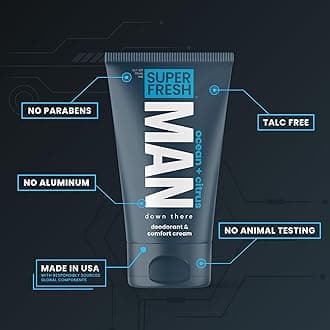Super Fresh Man Parts Ball Deodorant for Men - Deodorizing Lotion with Aloe - Talc Free, Paraben Free, Aluminum Free, Clear Protective Lotion 4 oz (Pack of 2)