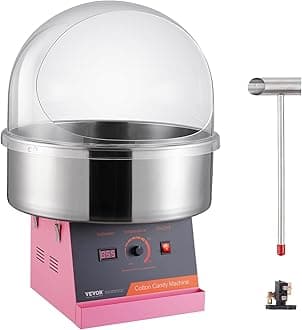 VEVOR Cotton Candy Machine Commercial, 1000W Electric Floss Maker with Cover, Stainless Steel Bowl, Sugar Scoop, Storage Drawer, Perfect for Home, Carnival, Kids Birthday, Family Party, Pink