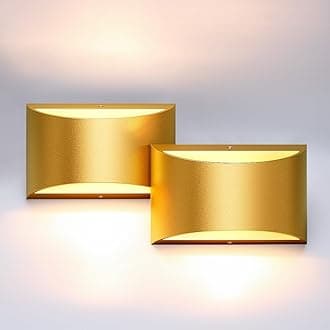 Aipsun Gold Wall Sconce Indoor Wall Lights Set of 2 Up and Down Wall Mount Light for Living Room Bedroom Hallway Corridor Conservatory Cool Warm 3000K(with G9 Bulbs)