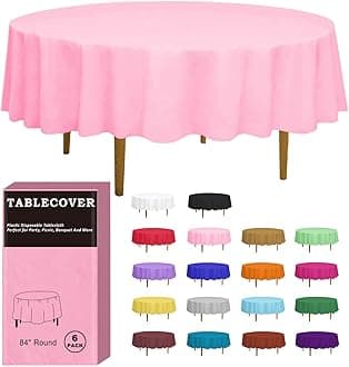 D&Z Plastic Tablecloth Disposable, 6 Pack Pink Table Cloth Individually Wrapped for Indoor & Outdoor, On-The-Go 84” Table Cover Ideal for Party, Picnic, Birthday, Wedding and Dinner