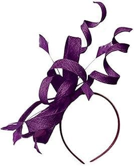 Caprilite Sinamay Headband Swirl Fascinator For Women Wedding Ascot Races (Plum Purple)