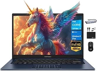 ASUSVivobook 2024 Newest Business Laptop, 14" FHD Display, 6-Core Intel i3-1215U CPU (Beats i5-1135G7), 8GB RAM, 256GB SSD, UHD Graphics, WiFi 6E, Long Battery Life, Win 11 Pro +MarxsolAccessory