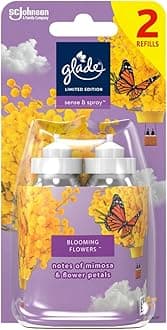 Glade Sense & Spray Air Freshener Refill, Motion Activated Automatic Room Spray and Odour Eliminator for Home, Blooming Flowers, Duo Pack (2 x 18ml)