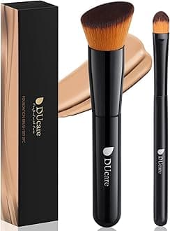 - Foundation Brush and Concealer Brush 2Pcs Contour Bronzer Kabuki Brush for Face Synthetic Liquid Blending Mineral Powder Makeup Tools