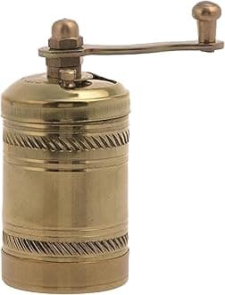 LaModaHome Gold Manual Hand Grinder Mill for Turkish Greek Arabic Coffee Beans & Spice Pepper Salt, Brass