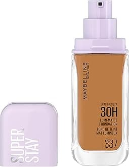 Maybelline New York 30H Lumi Matte Foundation, Long-Lasting Ultra Fresh Look with Matte Finish, Buildable & Light Reflecting Foundation, Colour: 337 Medium Brown/Dark, Neutral, Superstay