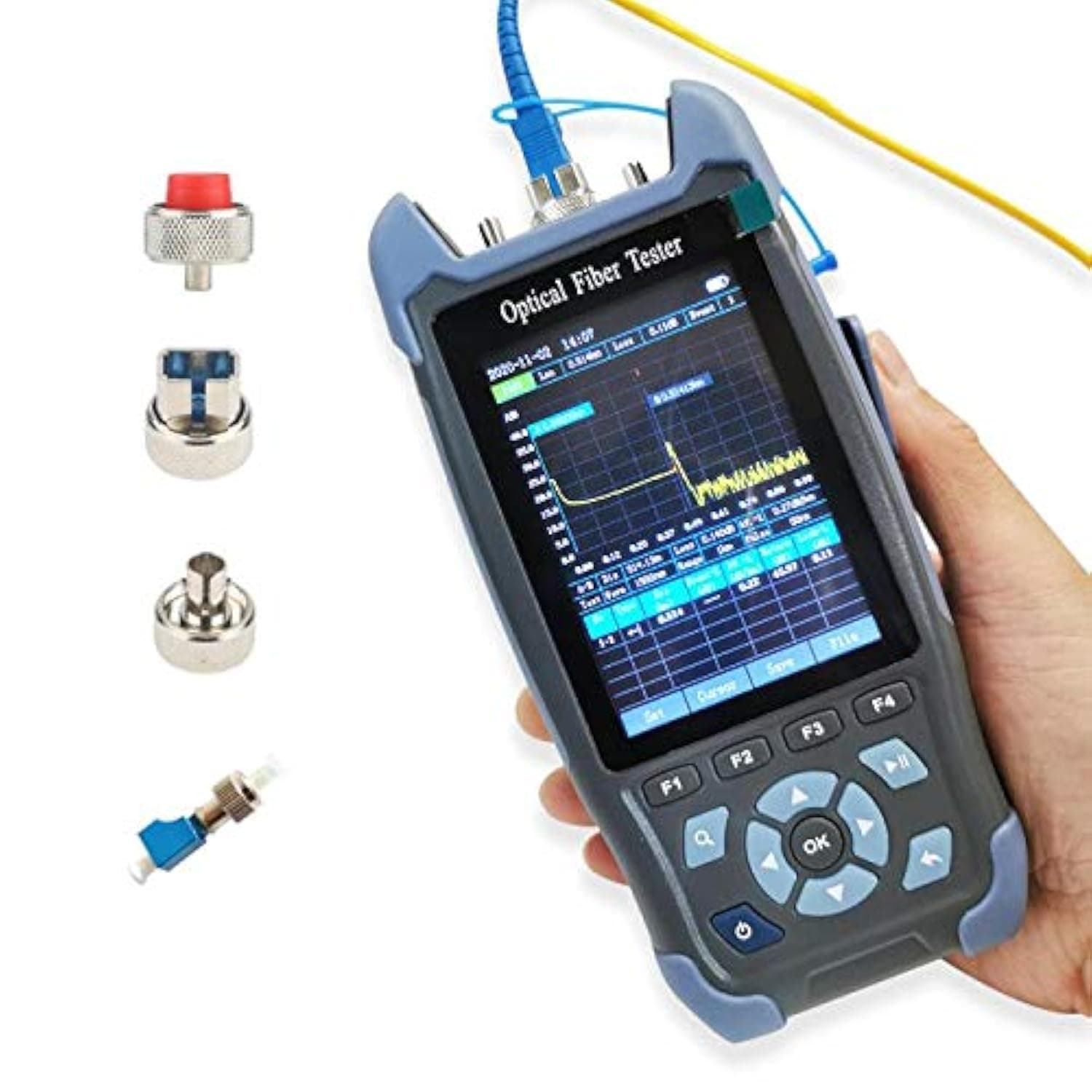 Mini-Pro 1310/1550nm OTDR Multi-Function Tester Built-in OPM/OLS/VFL Test, RJ45 Test, 5m-60Km Range, 24dB/22dB Dynamic Range, FC/APC-FC/UPC-SX/SC/LC/ST Adapter