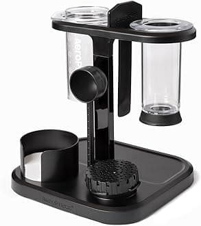 Organizer Stand, Compact Coffee Maker Storage, Clear, XL, Ideal Coffee Caddy Station, Slip-Free, Black