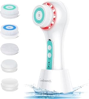 Facial Cleansing Brush, Face Scrubber for Face Skin Care with 5 Brush Heads, IPX7 Waterproof Face Brushes for Cleansing and Exfoliating, The Best Gift for the Lovely You.