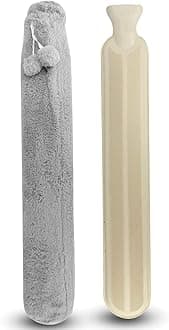 Extra Long Hot Water Bottle 72cm – 2L Long Hot Water Bottle with Soft Fleece Cover, Leak-Proof Screw Cap, Neck & Shoulder Pain Relief