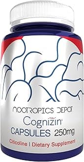 Nootropics Depot Cognizin Citicoline Capsules | 60 Count | Choline Supplement | Brain Health Supplement | Regulates Memory and Cognitive Function | Supports Attention, Focus and Recall