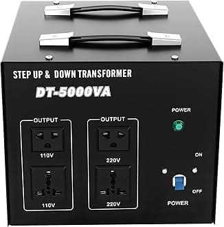 8000W/10000W Voltage Converter Transformer Step Up Step Down, Heavy Duty Step Up/Down AC 110V to/from 220V, w/US Standard Power Cord,Circuit Breaker Protection - CE Certified (5000, Watts)