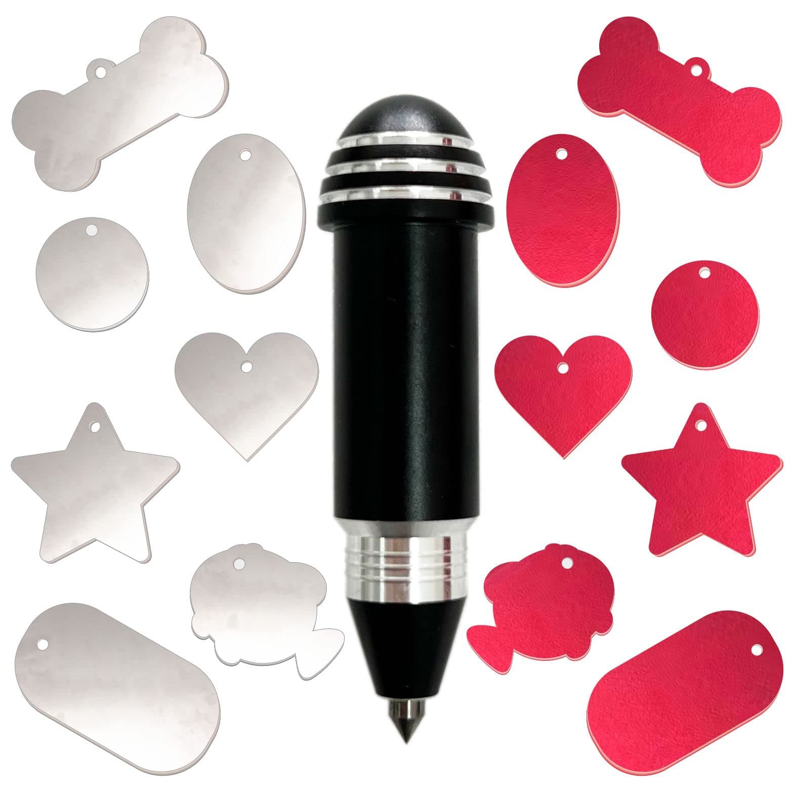 Engraving Tip Tool for Cricut Joy/Joy Xtra, with 2 Color & 7 Lovely Blank Tags, Shape of Dog Bone, Heart, Circle, Star, Fish, Oval, Rectangle