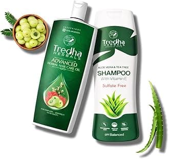 Tredha Advanced Herbal Hair Oil 100ml + Aloe Vera & Tea Tree Anti-Dandruff Shampoo 100ml | Hair Growth & Anti Hair Fall Combo for Men & Women | Controls Frizz, Dryness | Sulphate & Paraben Free Care
