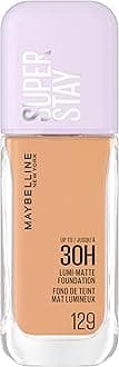 Maybelline New York Super Stay up to 30HR Lumi-Matte Foundation, Medium-Full Coverage, Vegan Formula*, Amino Acids, Niacinamide, Vitamin E, All Day Wear - Shade: 129