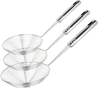 Spider Strainer Mesh Strainer, Swify Set of 3 Stainless Steel Net Skimmer Mesh Ladle for Kitchen Food and Vegetable, Mesh Colander in Different Size-30.5 cm, 32 cm, 35 cm