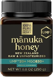 100% Pure New Zealand Honey Manuka - Certified UMF 20+ (MGO 829+) Manuka , 's Awarded Manuka , 8.8 Ounce (250g) Ultra-Premium, Raw Manuka
