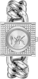 Michael Kors Chain Lock Watch for Women, Quartz Movement with Stainless steel or Leather strap