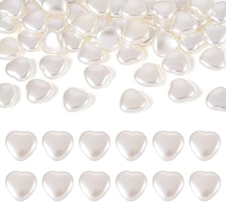 50Pcs Acrylic Heart Loose Beads White Imitation Pearl Beads Love Heart Plastic Spacer Charms for Mother's Day DIY Craft Jewelry Making