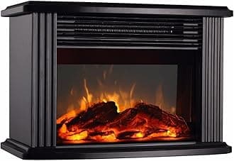 DONYER POWER 1500W Mini Electric Fireplace Tabletop Portable Heater,14'' (Black, Metal)