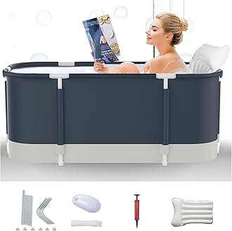 INGUNAR Portable Folding Bathtub Adult, Portable Spa Folding Bathtub Bathroom Corner Separate Family Bathroom Japanese SPA Collapsible Tub, Ideal for Hot Bath Ice Bath