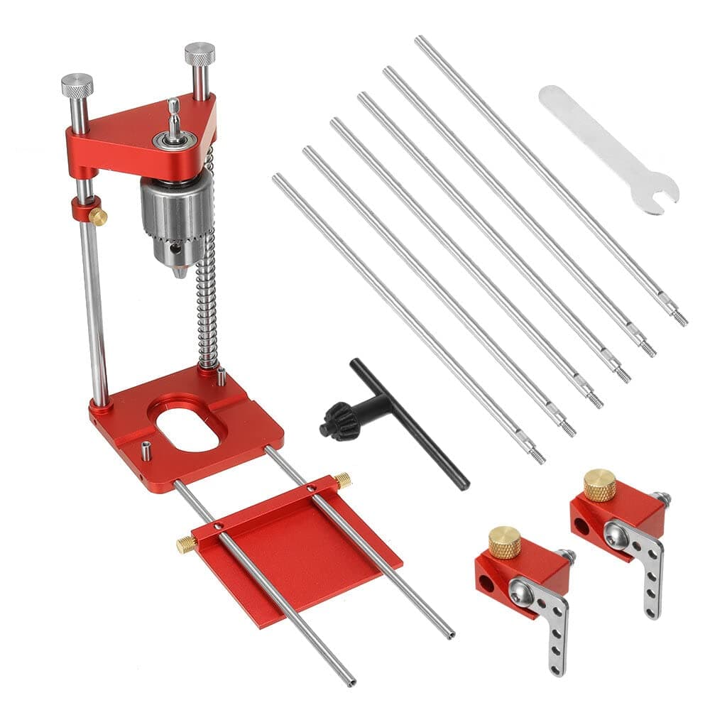 Auto Line Drill Guide, Portable Guide Alignment Tool, Handheld Manual Power Press Stand, Precision Table Hole Versatile Base and Fence System (With Attachments)