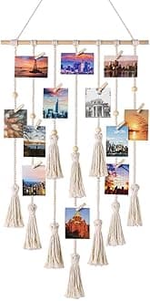 KASTWAVE Beige Hanging Photo Display Wall Art - for Birthday Parties, Bedrooms & Dorms, Ideal for Photos, Prints & Artwork Showcase